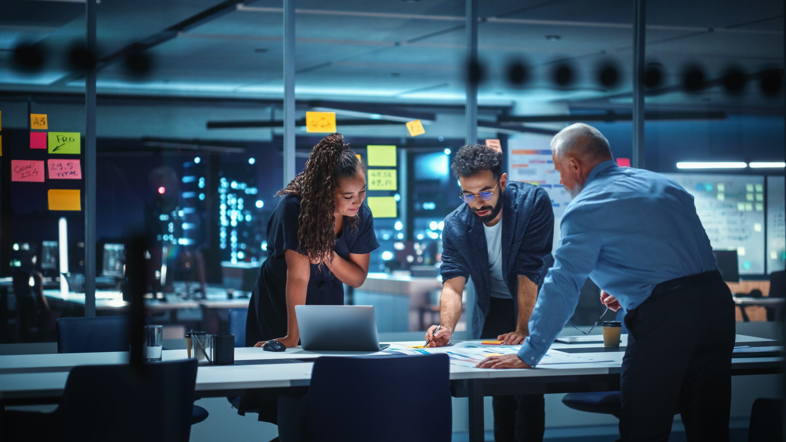 Office Conference Room Meeting Diverse Team of Top Managers Talk